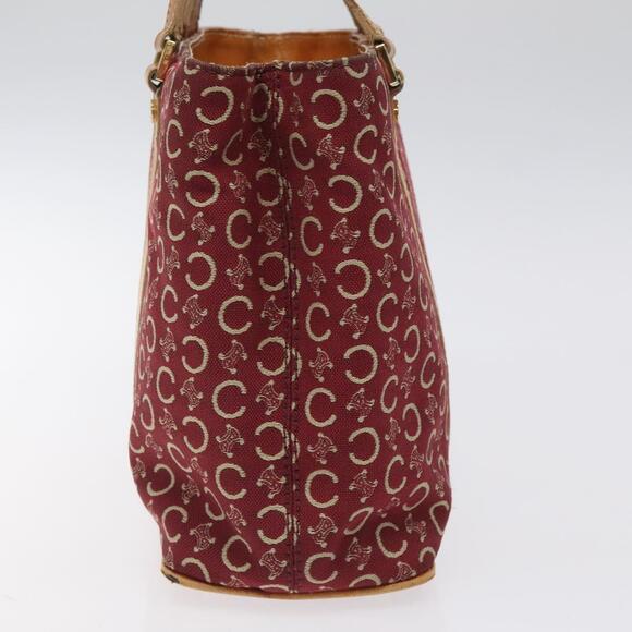 CELINE C Macadam Canvas Hand Bag Red Gold - Picture 4 of 13